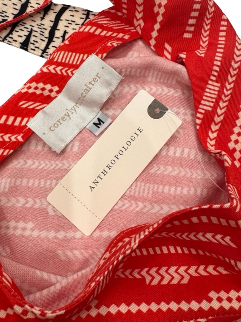 Anthropologie Two-Tone Red and Black Animal-Print Wide-Leg Jumpsuit - Picture 4 of 12